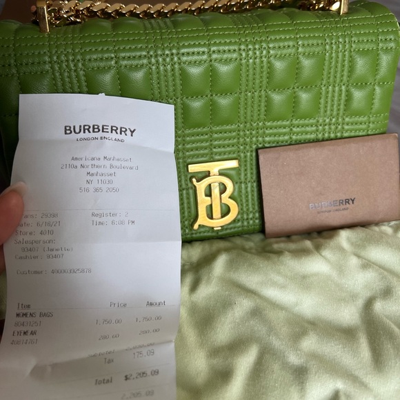 Burberry Small Quilted Lambskin in Marsh Green - Picture 6 of 8